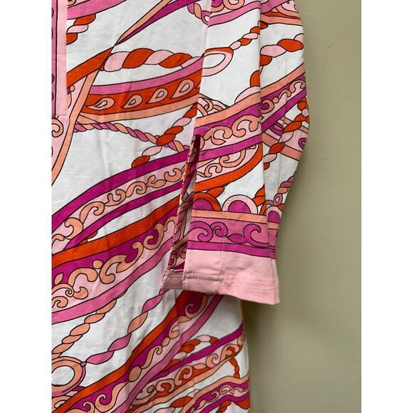70s Pucci Inspired Colorful Resortwear Pink Abstract V-Neck Shift Dress Size M - Picture 4 of 9